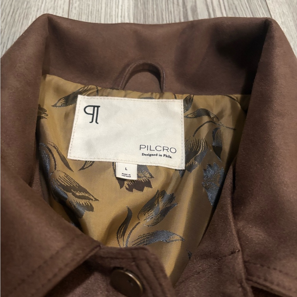 PILCRO Tillie Relaxed Fit Faux Suede Brown Jacket Size Large - Picture 6 of 9